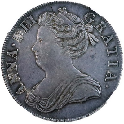 イギリス 1713年 アン女王クラウン銀貨　NGC AU58