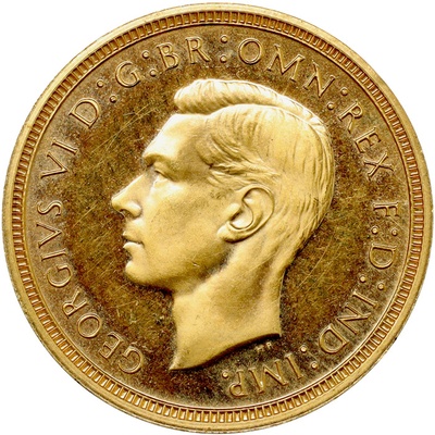 イギリス 1937年 ジョージ６世 ハーフソブリン金貨 プルーフ FDC完全未使用