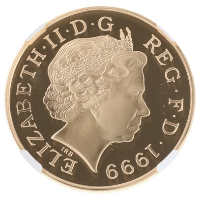 イギリス 1999年 銘 エリザベス ５ポンド プルーフ 金貨 ダイアナメモリアル  NGC PC69UCAM BOX COA