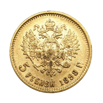 ロシア　1889　5ルーブル金貨　ニコライ　NGC AUd