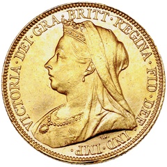 イギリス領オーストラリア 1899年銘 ソブリン金貨 シドニーミント ビクトリア ヴェールドヘッドUNC未使用