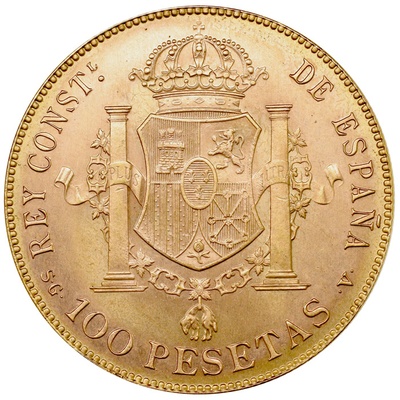 スペイン 1897年 100ペセタ 金貨 アルフォンソ13世 BU完全未使用