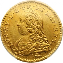 フランス　1726年A　1/2ルイドール金貨　ルイ15世　PCGS Auｄ