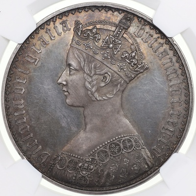 イギリス　1847年　ビクトリア　ゴシック　クラウン　銀貨 プレーンエッジ