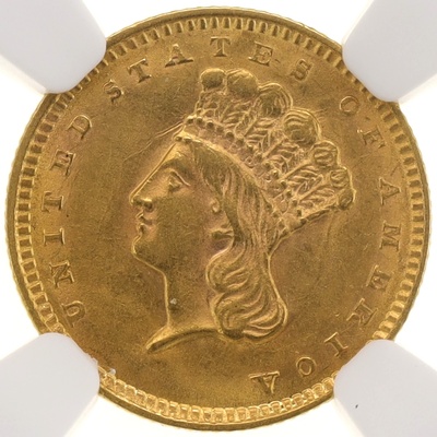 アメリカ　1856　1ドル金貨　インドヘッド　Type3　NGC　AU58