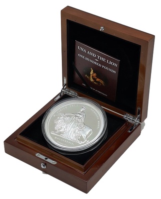 イギリス-オルダニー 2019年 ウナライオン1Kg 100ポンド プルーフ銀貨　COAケース付