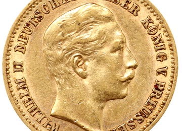 ドイツ。プロイセン 1904年 10マルク金貨　ヴィルヘルム２世　VF+