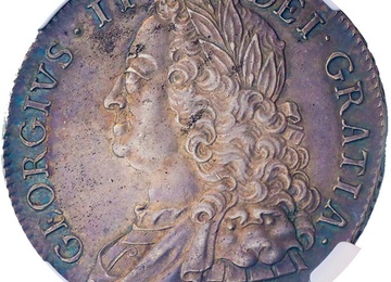 イギリス 1746年 クラウン 銀貨 ジョージ2世 LIMA NGC AU58  トーン