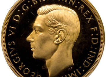 イギリス　1937年 ジョージ６世 ５ポンド金貨　PCGS PR64DCAM 80075502