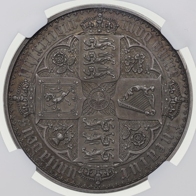 イギリス　1847年　ビクトリア　ゴシック　クラウン　銀貨 プレーンエッジ