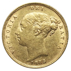 イギリス　1885年銘　ハーフソブリン金貨 ビクトリア ヤングヘッド