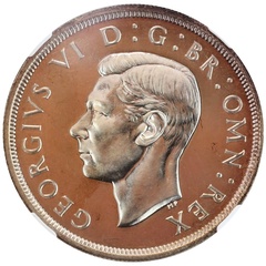 イギリス 1937年銘 ジョージ6世 プルーフ クラウン 銀貨 NGC　PF67