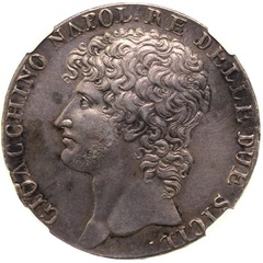 イタリア・ナポリ 1810年 ジョアッキーノ1世 12カルリーニ銀貨　NGC AU53
