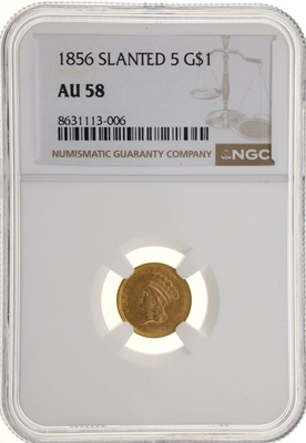 アメリカ　1856　1ドル金貨　インドヘッド　Type3　NGC　AU58