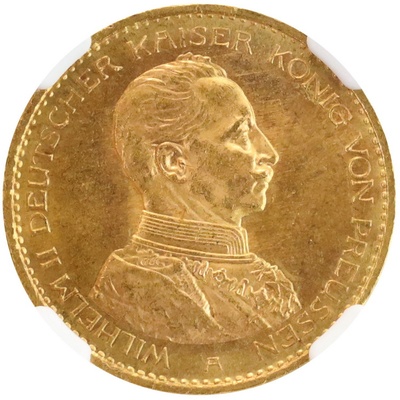 ドイツ プロイセン 1914年 20マルク 金貨　ヴィルヘルム2世　NGC MS63
