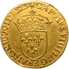 フランス 1569A エキュ 金貨 シャルル9世 パリミント PCGS UNC鑑定