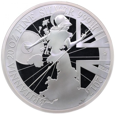 イギリス  2017年  250ポンド 20オンス 大型  ブリタニア プルーフ 純銀貨 エリザベス2世 NGC PF70ULTRA CAMEO