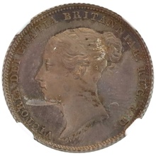 イギリス1853年銘　プルーフ 6ペンス 銀貨　ヴィクトリア ビクトリア　ヤング バスト　トーン　ESC R2指定レア　NGC PF64