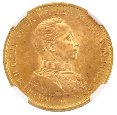 ドイツ プロイセン 1914年 20マルク 金貨　ヴィルヘルム2世　NGC MS63