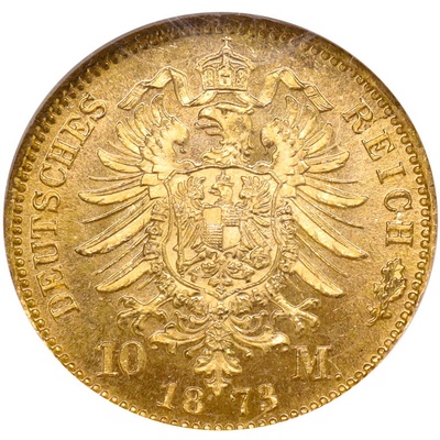 ドイツ プロイセン 1873年A 10マルク 金貨 ヴィルヘルム1世 NGC MS66　ハイグレード