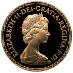 イギリス 1982年 エリザベス 2世 ５ポンド プルーフ 金貨　PR70DCAM 86173603 ヤングレリーフ