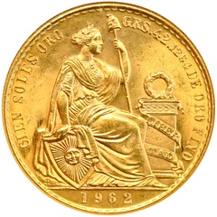 ペルー 1962年 100ソル 大型金貨 限定発行 9678枚 NGC MS64 3162662-003