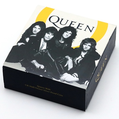 イギリス 2020年　1ポンド 1/2オンス プルーフ純銀貨　エリザベス2世　英国音楽レジェンドシリーズ　クイーン　QUEEN　アクリル共箱・保証書