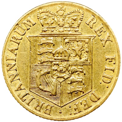 イギリス 1820年 ハーフソブリン金貨　ジョージ３世　VF