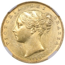 イギリス 1838年 銘特年 ソブリン 金貨  ビクトリア ヤング ヘッド　NGC MS62 発行初年度