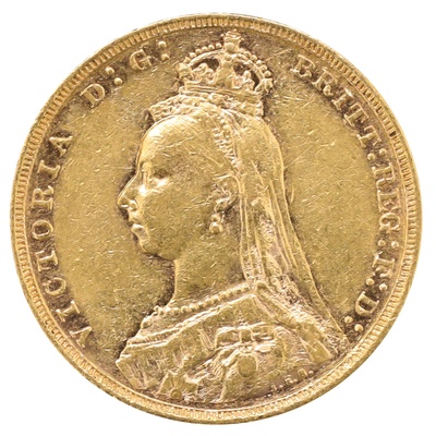 オーストラリア（イギリス）　1888M　ビクトリア　ソブリン金貨　メルボルンミント　ジュビリーバスト　PCGS AU50
