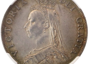 イギリス 1887年  2シリング フローリン 銀貨  ビクトリア ジュビリーヘッド NGC MS63