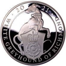イギリス 2021年 10ポンド 5オンス純銀貨 クイーンズビースト’Richmond Grayhound’COA BOX #251