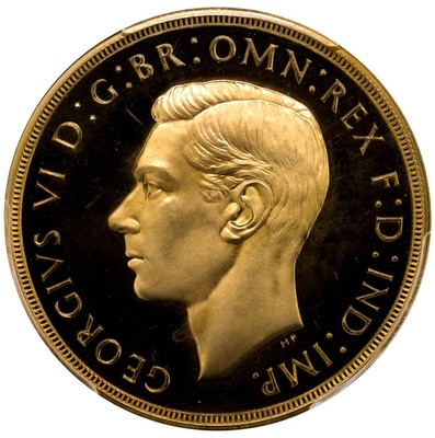 イギリス　1937年 ジョージ６世 ５ポンド金貨　PCGS PR64DCAM 80075502