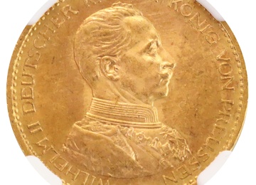 ドイツ プロイセン 1914年 20マルク 金貨 ヴィルヘルム2世 NGC MS63