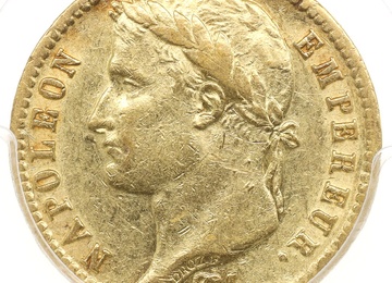 フランス　1813A　20フラン金貨　ナポレオン　PCGS AU55　35899526