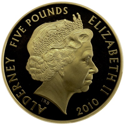 オルダニー(イギリス) 2010年 5ポンド 金貨　ウィリアム・キャサリン婚約記念 エリザベス2世