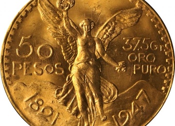 メキシコ 1947年 50ペソ金貨 UNC-~UNC