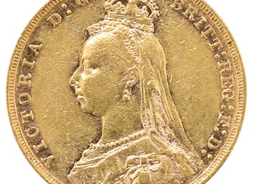 オーストラリア（イギリス）　1888M　ビクトリア　ソブリン金貨　メルボルンミント　ジュビリーバスト　PCGS AU50