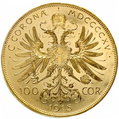 オーストリア-ハンガリー 1915年  100コロナ プルーフ 金貨 フランツ・ヨーゼフ1世