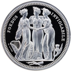 イギリス 2020年 The Great Engravers第2弾 スリーグレーセス　5ポンド 2オンス プルーフ純銀貨　エリザベス女王 NGC PF70UCAM