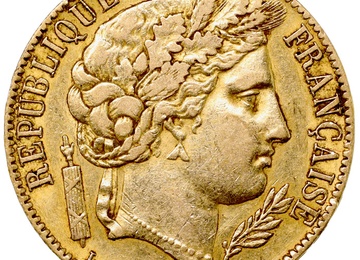 フランス 1851年A セレス女神 20フラン金貨 VF
