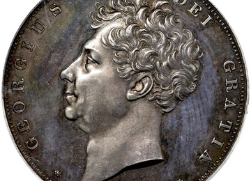 イギリス 1826年 プルーフクラウン銀貨 ジョージ4世 即位記念 PCGS UNC ESC R1 トーン
