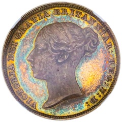 イギリス 1839年 プルーフ６ペンス銀貨 ヴィクトリアヤング トーン UNC NGC PF64 6653288-004