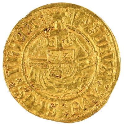イギリス(イングランド) 1505-9年 ヘンリー7世　1/2 エンジェル 金貨　NGC AU55