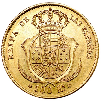 スペイン 1862年 100レアレス金貨 イザベル２世  EF未使用