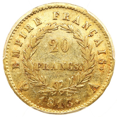フランス　1813A　20フラン金貨　ナポレオン　PCGS AU55　35899526