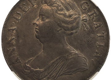 イギリス 1707年 クラウン 銀貨 アン女王　NGC AU55　ポスト・ユニオン Sexto on Edge