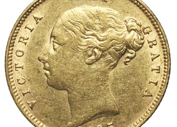 イギリス 1885年銘 ハーフソブリン金貨 ビクトリア ヤングヘッド