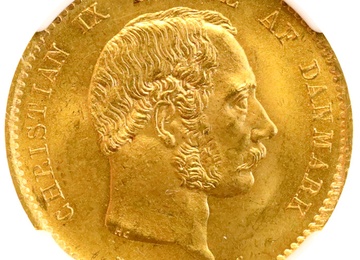 デンマーク 1873年銘 20クローネ 金貨 クリスチャンIX NGC MS65 ハイグレード