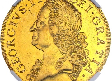 イギリス 1753年銘 5ギニー金貨 ジョージ2世 NGC鑑定 AU58